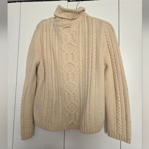 Cream Cable Knit Turtleneck Sweater